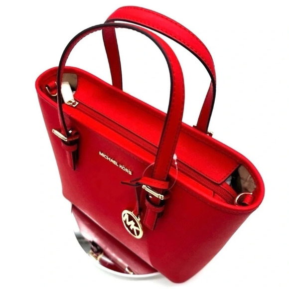 Michael Kors Jet Set Travel Extra-Small Top Zip Tote Bag Red (NWT) - Picture 6 of 9